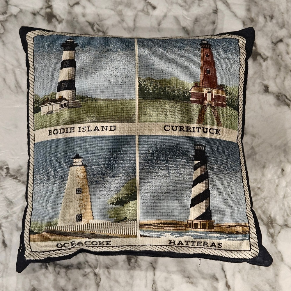 Nautical Lighthouse Pillow Coastal Decor Outer Banks Collection